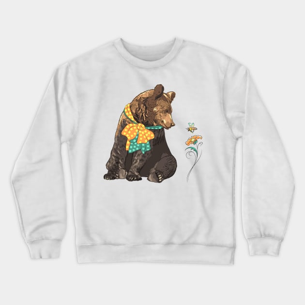 Cartoon hipster bear Crewneck Sweatshirt by kavalenkava